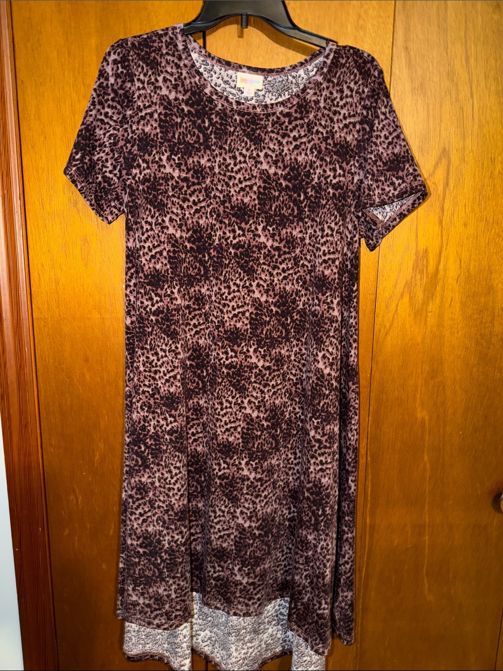 LuLaRoe Mauve and Black Leopard Midi Dress